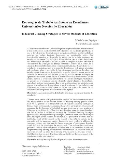 Estrategias de trabajo autónomo en estudiantes universitarios