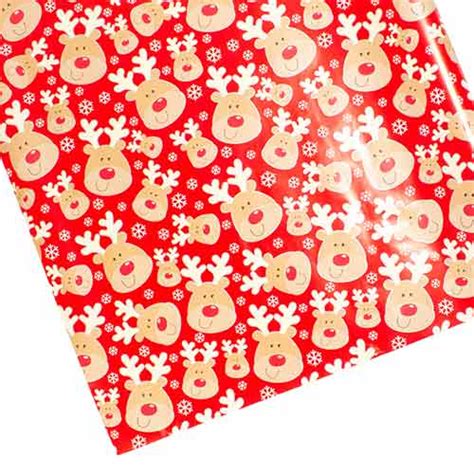 Reindeer Christmas Character Red Gift Wrapping Paper Roll M Partyrama