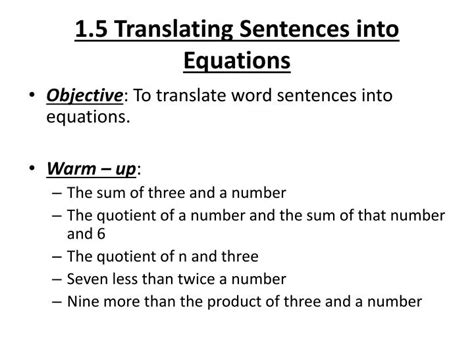 Translate Equation Into Sentence