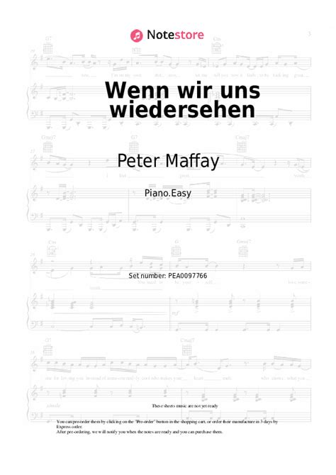 Wenn Wir Uns Wiedersehen Piano Sheet Music Easy Peter Maffay In Note