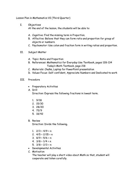 Semi Detailed Lesson Plan In Mathematics