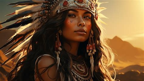 Premium Photo | Beautiful native american Indian woman painting digital ...