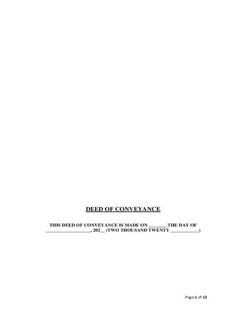 Fillable Online THIS DEED OF CONVEYANCE IS MADE ON THE DAY OF Fax Email