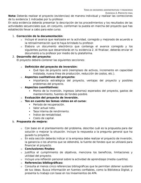 Evidencia Toma De Decisiones Administrativas Y Financieras