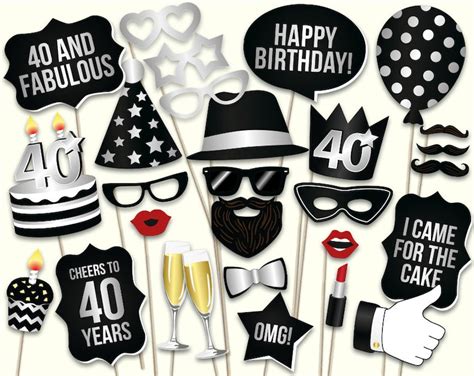 Th Birthday Photo Booth Props Printable Pdf Black And Etsy