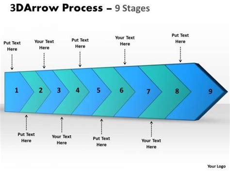 Ppt 3d Illustration Of Arrow Means 9 Stages Custom Communication ... 