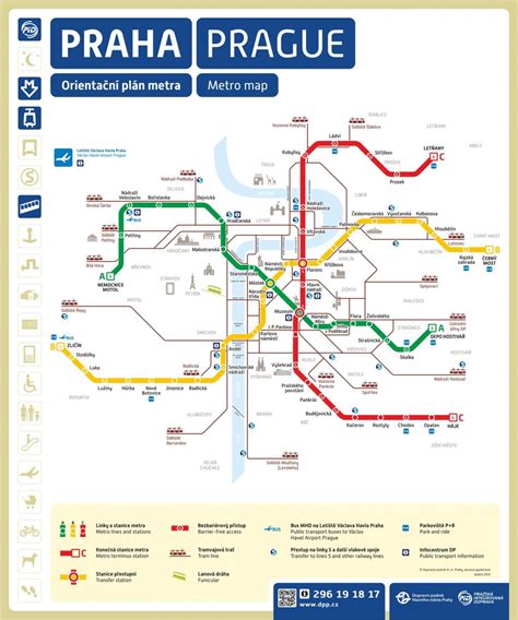 Prague underground map - Map of prague metro system (Bohemia - Czechia)