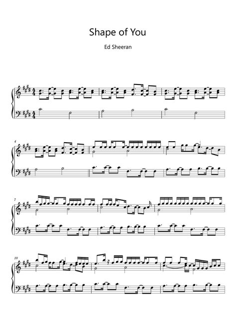 Ed Sheeran Shape Of You Sheet Music Midi Sheets By Sayu