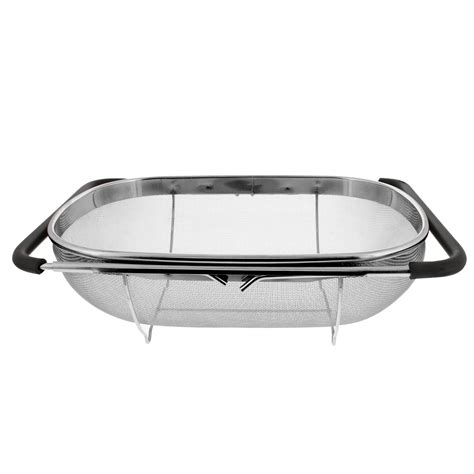 Over The Sink Stainless Steel Oval Fine Mesh Colander Strainer