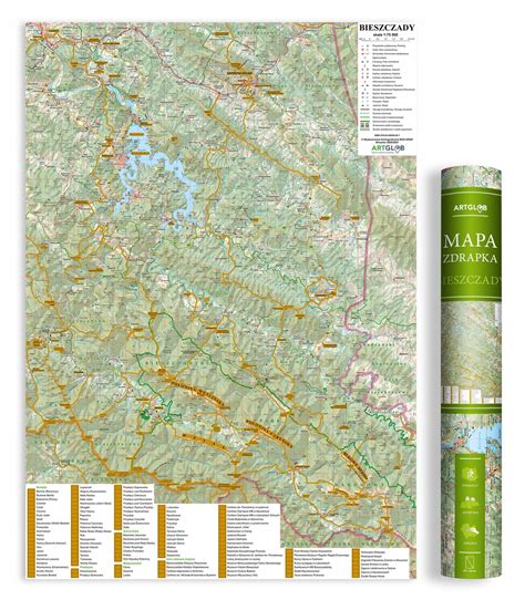 Bieszczady Mapa Zdrapka Szlaki Turystyczne Szczyty G Ry Artgloba