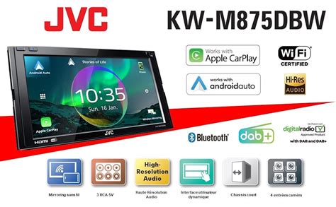 JVC KW M875DBW Autoradio Multimedia Ecran Tactile 17 3 Cm 6 8 Pouces