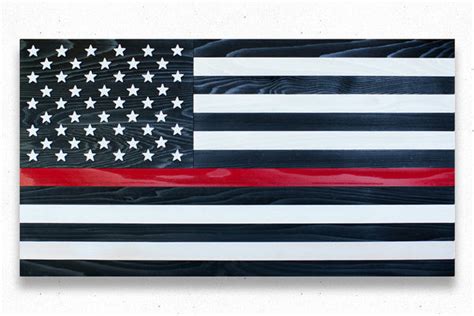 Thin Red Line Wood Flag Patriot Wood