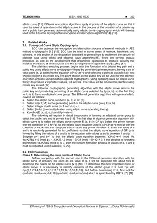 Efficiency Of 128 Bit Encryption And Decryption Process In Elgamal