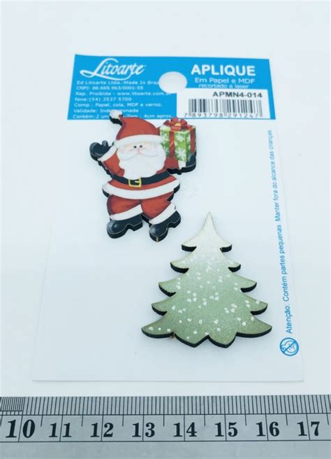 Aplique Em Mdf Papai Noel E Pinheiro Litoarte Erva Doce Scrap