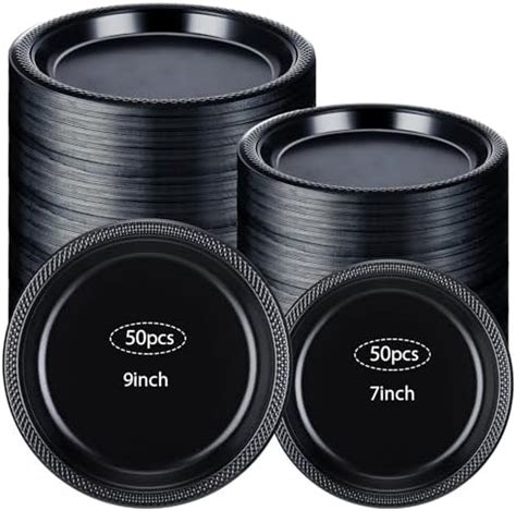 Amazon Ziliny Pieces Black Plastic Plates Inch Inch