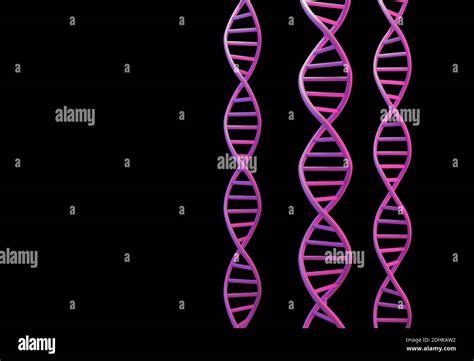 Las moléculas de ADN púrpura estructuras aisladas en negro Ciencia y