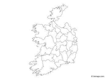 Outline Map Of Ireland With Counties By Vemaps Tpt