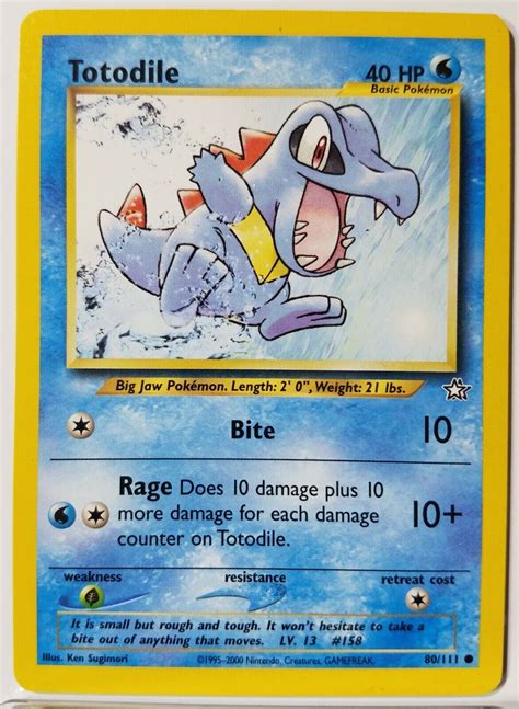 Totodile 80 111 NM M Neo Genesis Pokemon Card 2 Flat Shipping