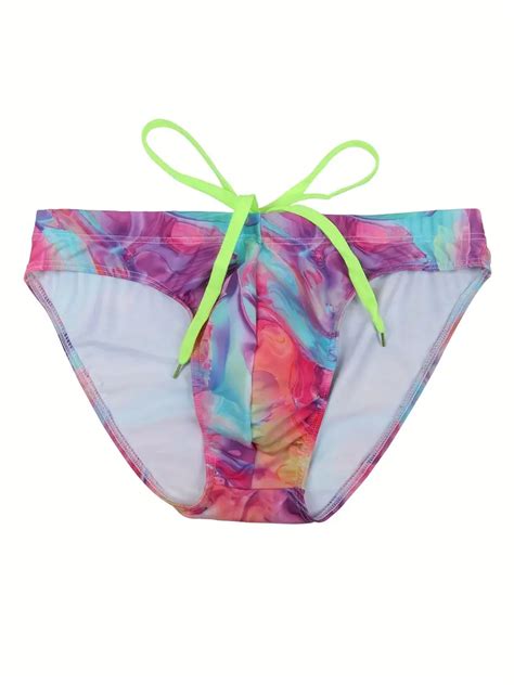 Sexy Mens Swim Briefs Printed Bikini Swimwear Swimming Temu