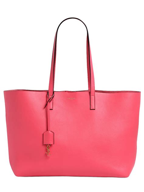 Saint Laurent Soft Leather Tote Bag In Pink Lyst