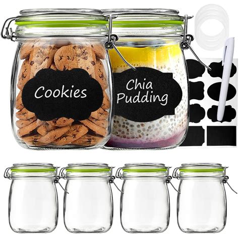 Qianfenie Glass Jars With Airtight Lids Oz Clamp Jars With Hinged