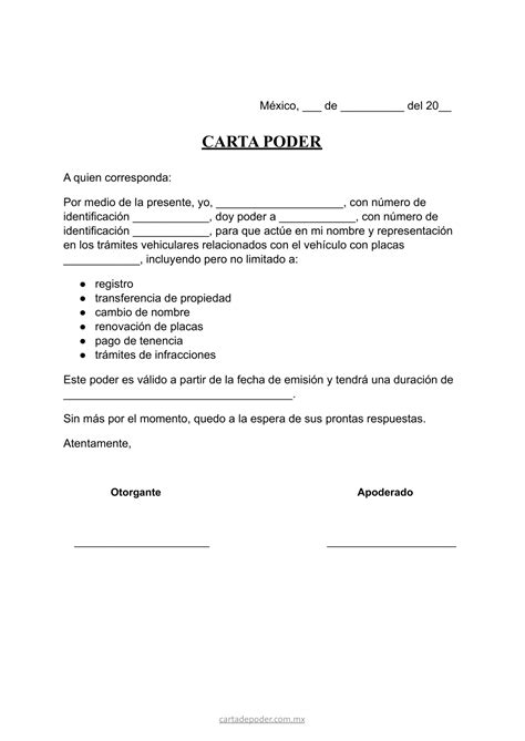 Carta Poder Simple Para Tr Mites Vehiculares