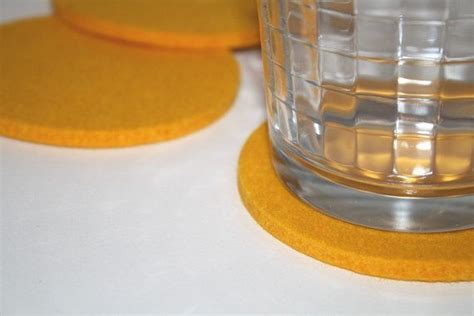 Yellow Round Wool Felt Drink Coasters For Drinks Crafted From Etsy