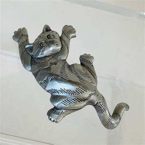 1988 Jonette Jewelry Jj Pewter Cat Brooch Pewter Cat Pin Etsy Uk