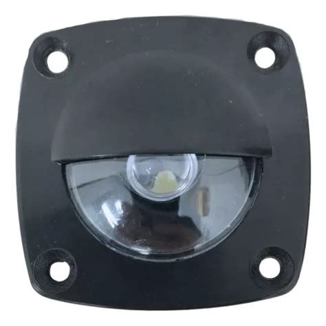 Luz De Cortesia Em Abs Branca 2 Leds 12v Barco Lancha Pesca Luz Preto