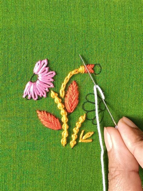 Botanical Flower Tree Basic Hand Embroidery Tutorial Allover Design Needlepoint Work Project