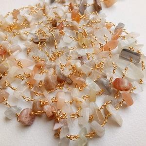 5 10mm Multi Moonstone Wire Wrapped Chip Beads Moonstone Etsy