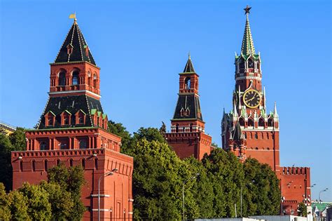 Bilde Moskva Russland Tårn Kreml Moskva Spasskaya Tower Klokke En By