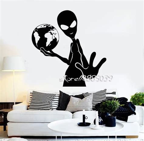 Alien Earth Ufo Vinyl Wall Stickers Decor Teen Room Humanoid Wall Decal