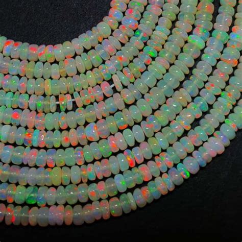 AAA Quality Ethiopian Opal Rondelle Smooth Multi Fire Beads 3 5 MM 31CT