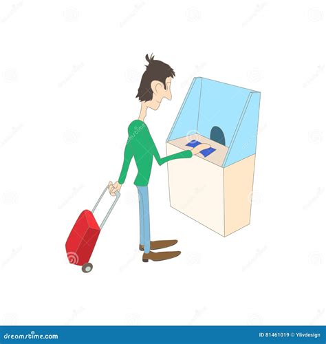 Man Buys A Ticket In The Ticket Office Icon Stock Vector Illustration