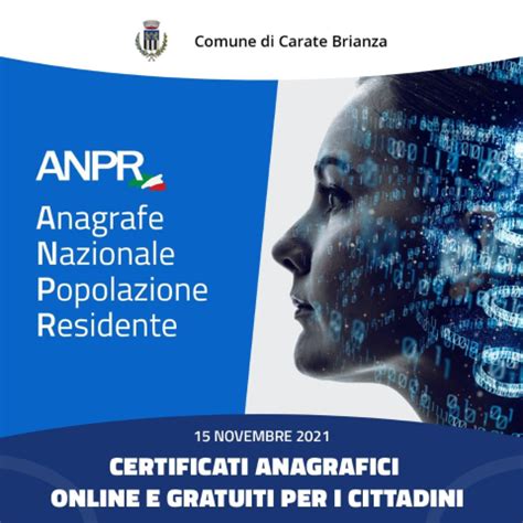 ANPR Certificati Anagrafici Online E Gratuiti Per I Cittadini Comune