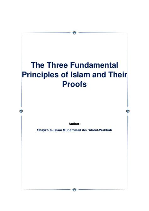 The Three Fundamental Principles Of Islam And Their Proofs Pdf