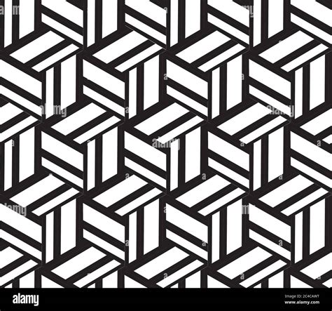 Seamless Texture With Black And White Bands Cube Stock Vector Image