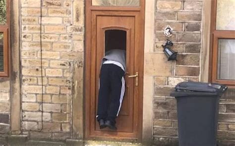 Pictured Wedged In A Front Door The Man Who Got Stuck As He Tried To