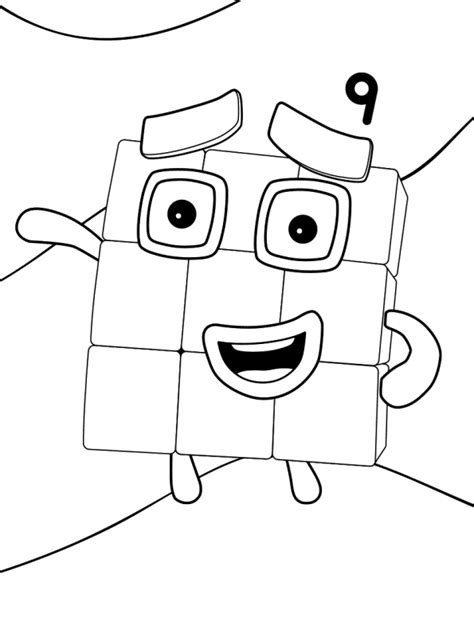 Kids-n-fun.com | Coloring page Numberblocks Number block 9