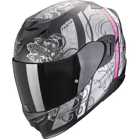 Casque Exo Evo Air Fasta Scorpion Noir Mat Argent Rose Maxxess Fr