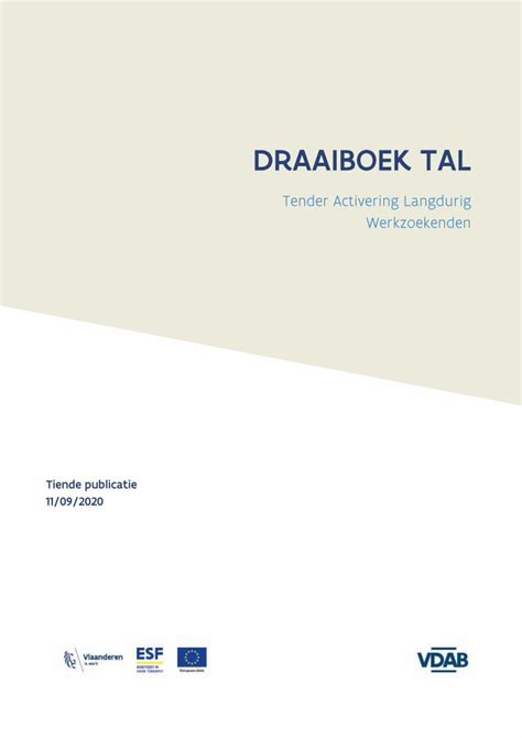 Pdf Draaiboek Tal Vdab De Opdrachtnemer Verstuurt Het Curriculum