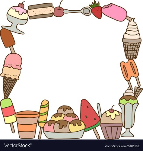 Frame Colorful Tasty Ice Cream Royalty Free Vector Image