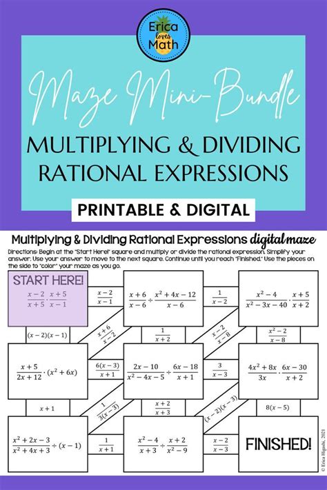 Multiplying Dividing Rational Expressions Activity Printable