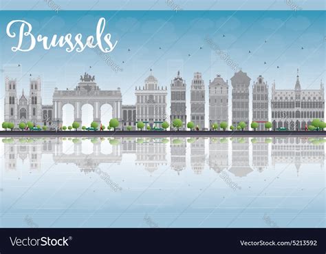 Brussels skyline with ornate buildings Royalty Free Vector