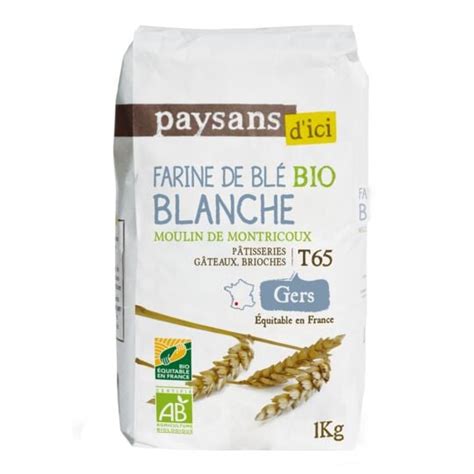 Farine de blé blanche T65 Gers Bio PAYSANS D ICI le paquet de 1 kg à