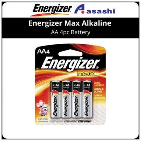 Energizer Max Alkaline AA 4pc Battery E91BP4M E91BP4M Asashi