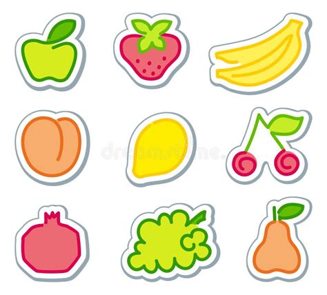 Fruit On Stickers Stock Vector Illustration Of Cooking