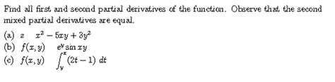 Solved Find All First And Second Partial Derivatives Of The