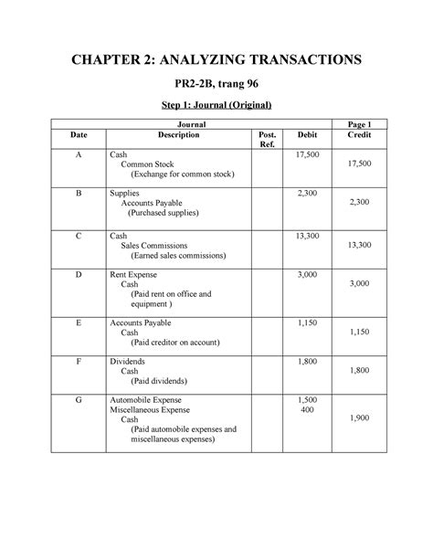 Chapter Analyzing Transactions Pr B Chapter Analyzing